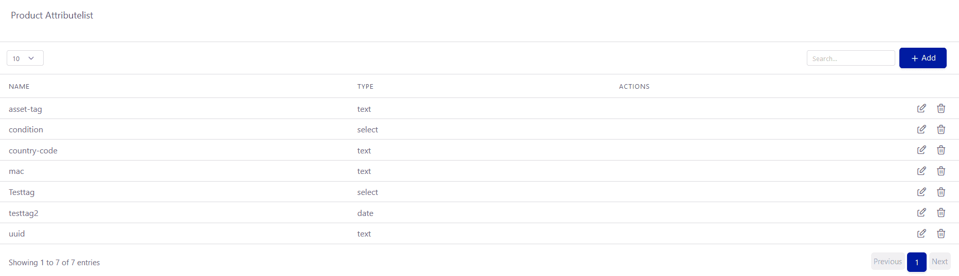 Tickware: Ansicht ERP → Products → Attributes