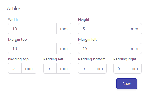 Tickware: Ansicht ERP → Labels