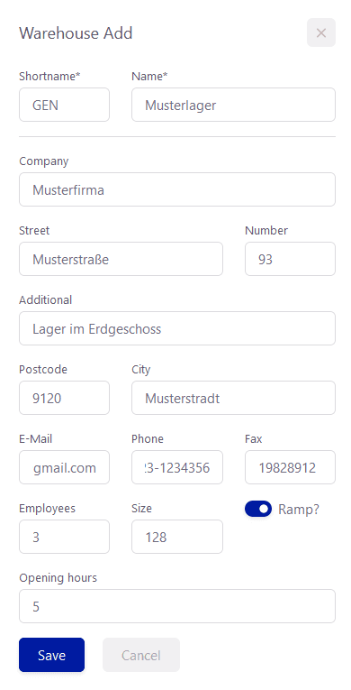 Tickware: Lagerübersicht, Schritt 2