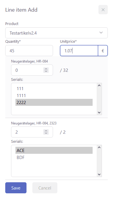 Tickware: Einbuchen am Artikel, Schritt 3