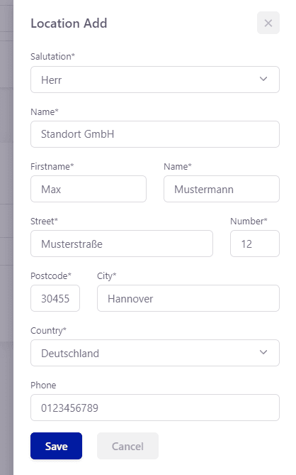 Tickware: Anlegen von Standorten, Schritt 3