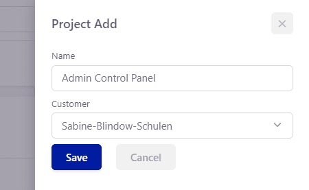 Tickware: Anlegen von Projekten, Schritt 2
