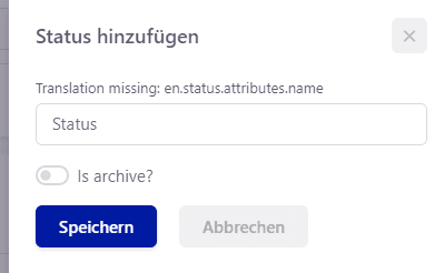 Tickware: Ansicht Settings → Tasks