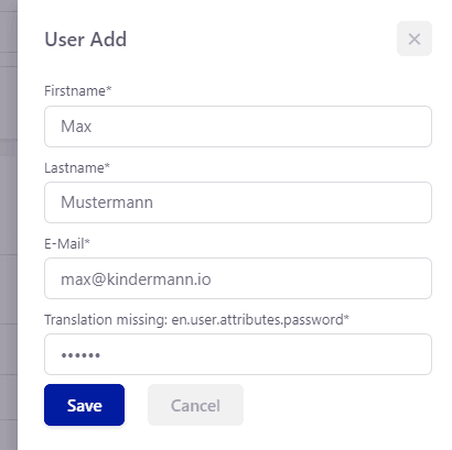 Tickware: Ansicht Settings → Users