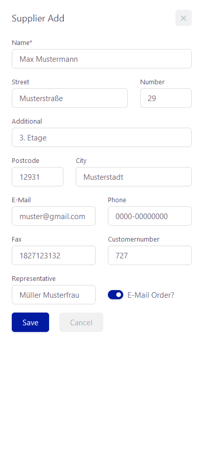 Tickware: Lieferanten, Schritt 2