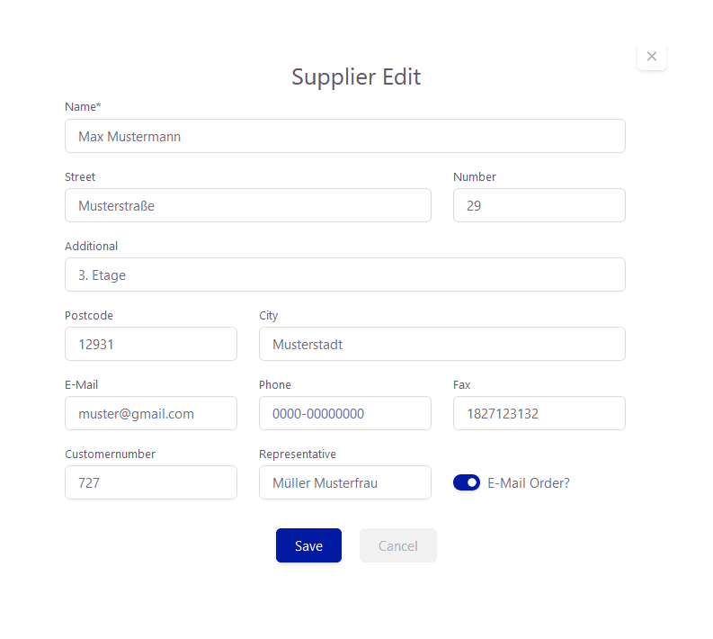 Tickware: Lieferanten, Schritt 3